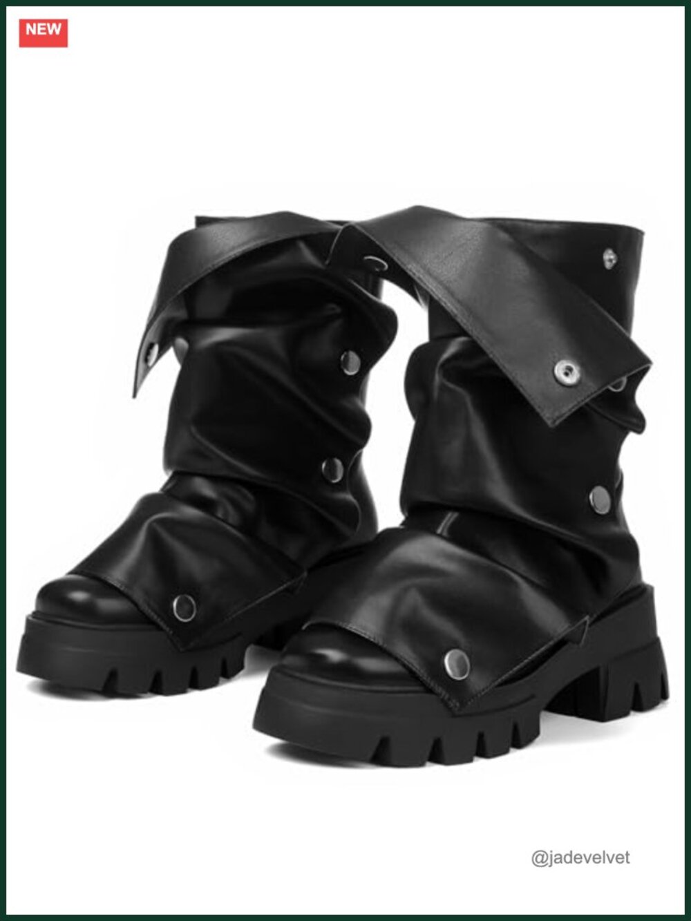 Slouchy Platform Combat Boots Womens Mid Calf